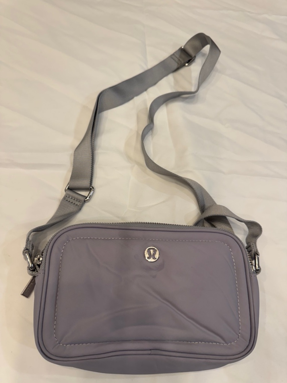 lululemon light lavender mini crossbody with silver hardware